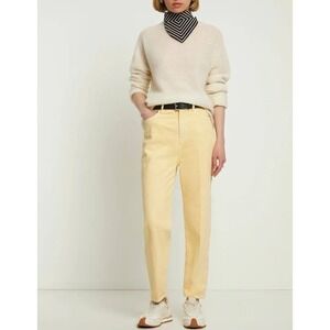 Toteme Tapered Leg Denim Jeans Size 29 Yellow Organic Cotton Raw Hem